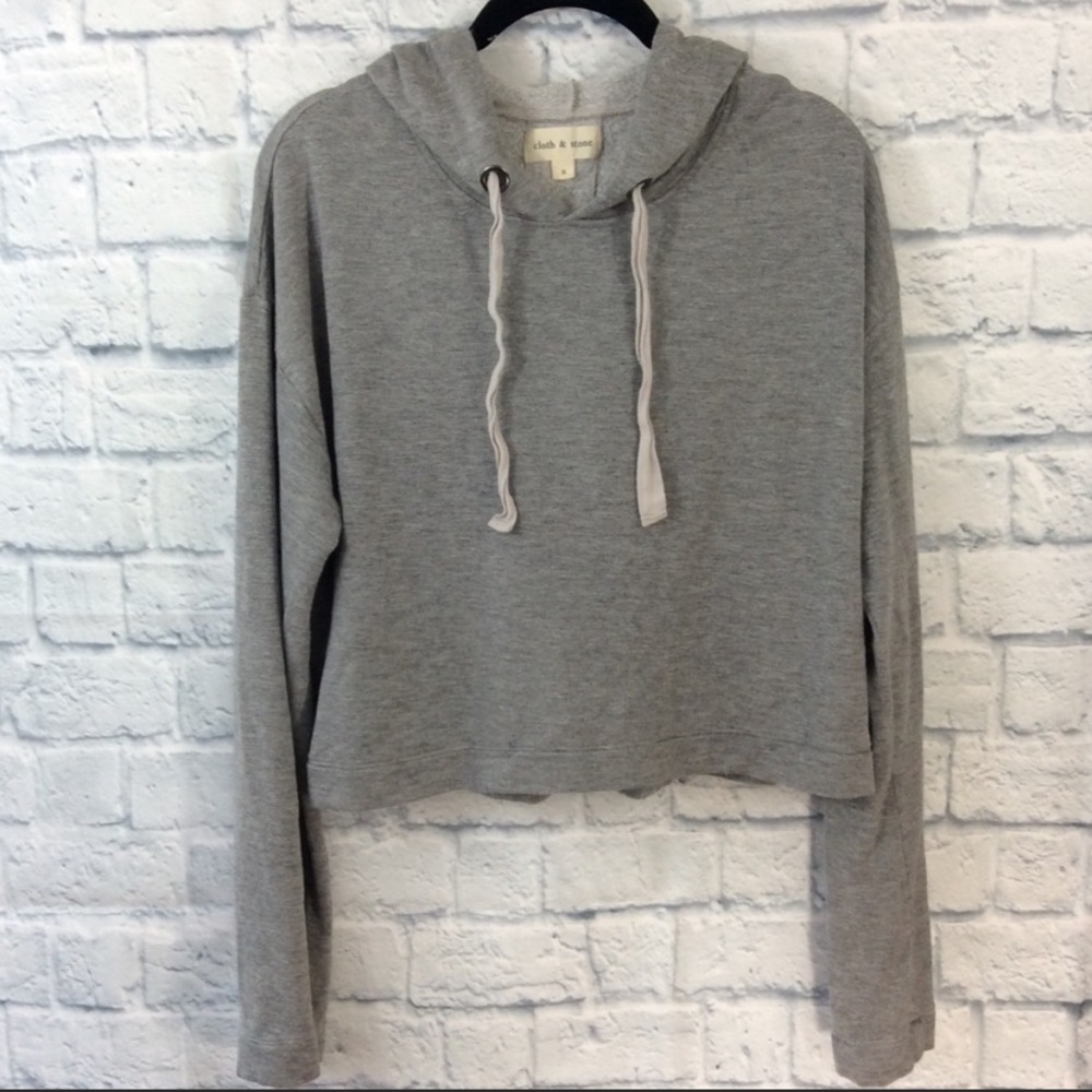 Cloth & Stone (Anthropologie) Gray Cropped Hoodie